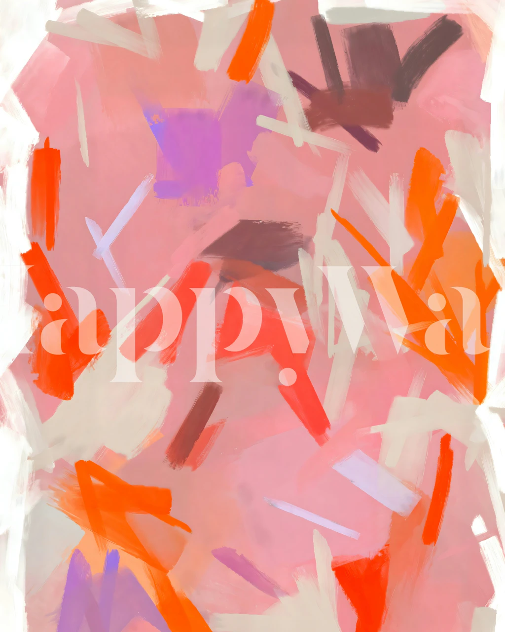 Pink abstract brush stroke wallpaper with orange accents