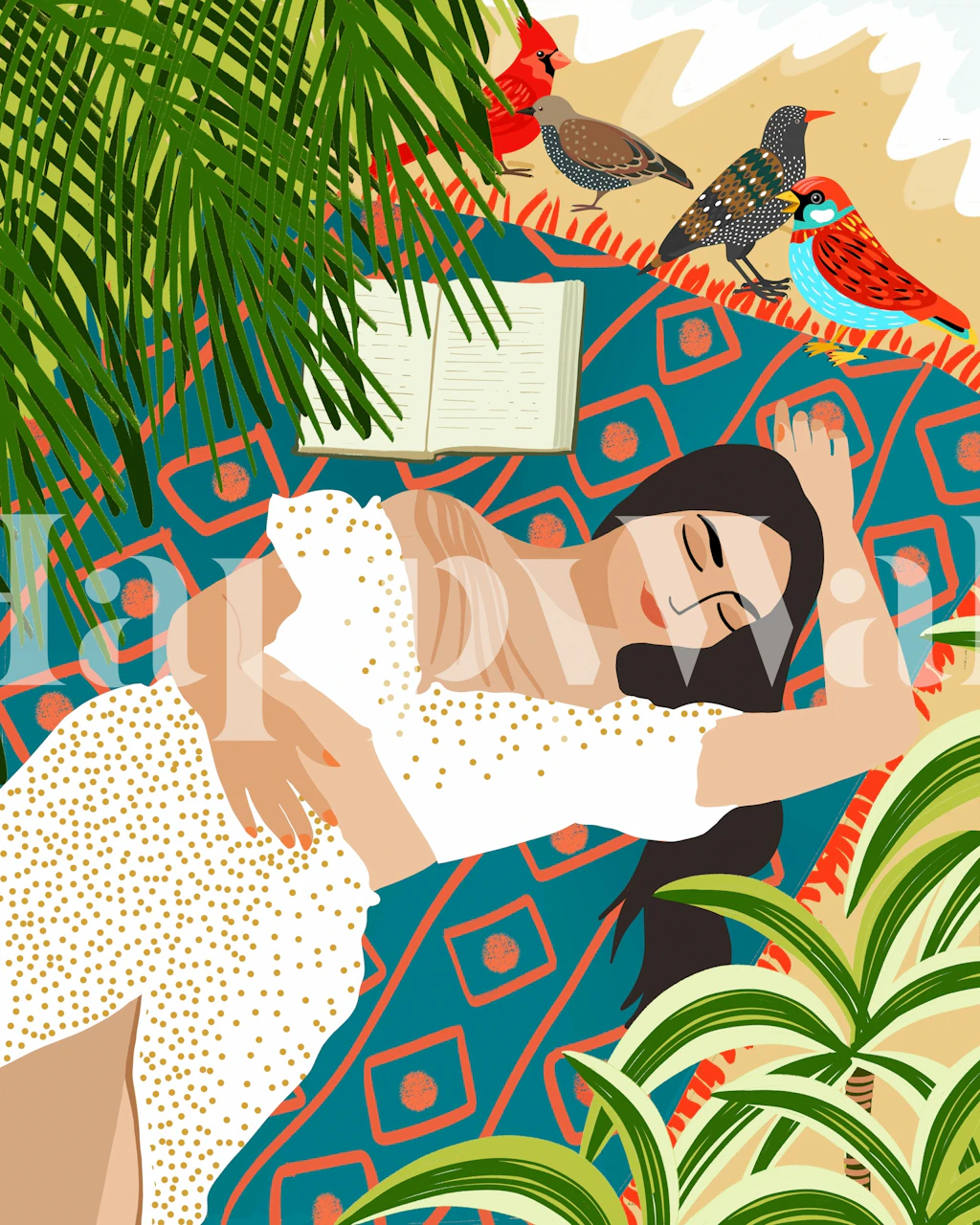 Beach Read Sleep Repeat wallpaper in a cozy room