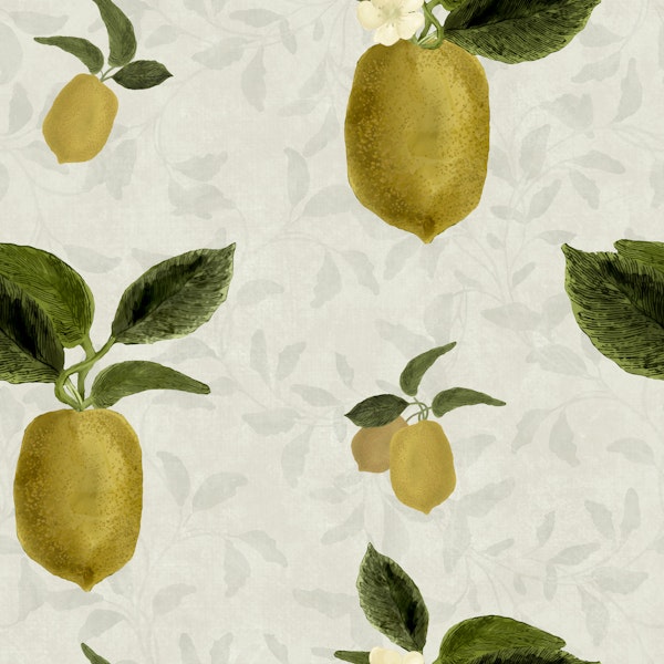 Vintage Lemons on Leafy Background