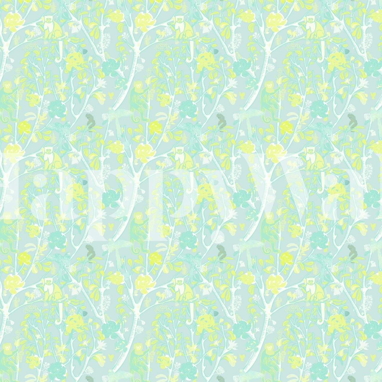 Capuchin Monkeys In Mint & Yellow værelse