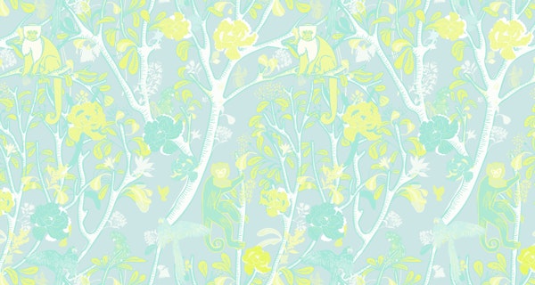 Capuchin Monkeys In Mint & Yellow