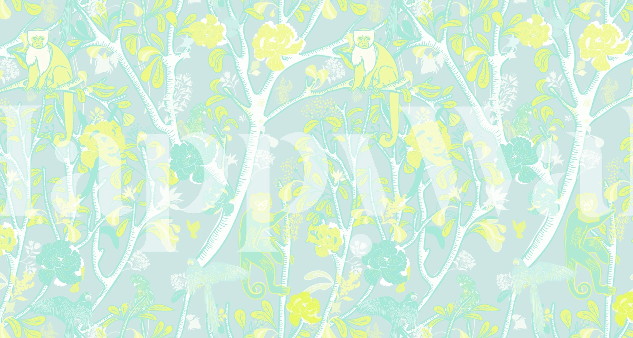 Capuchin Monkeys In Mint & Yellow Zimmer