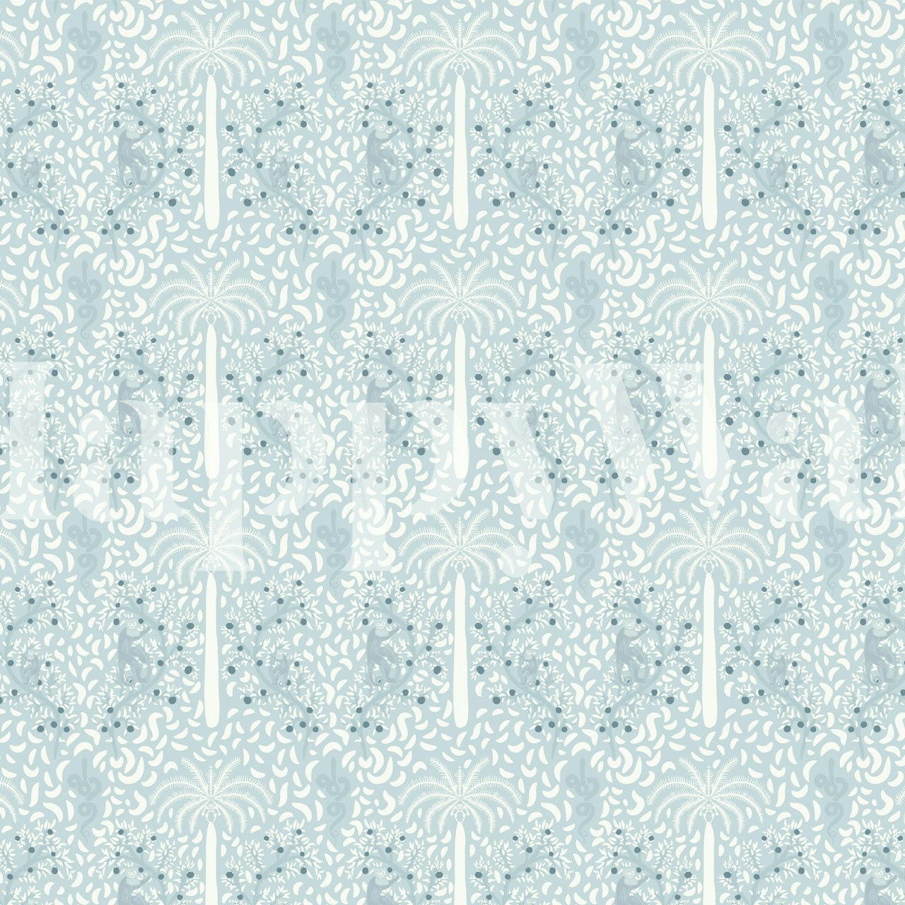 Tropical snake pattern in soft baby blue colors wallpaper