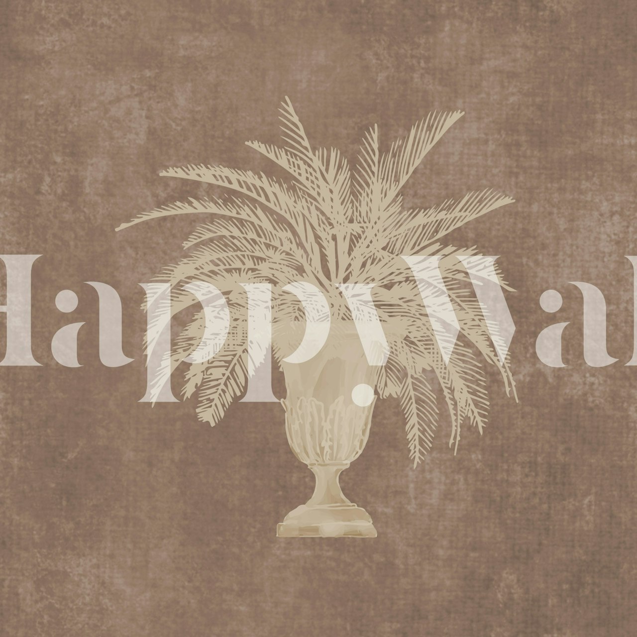 Vintage urn with palm tree wallpaper design