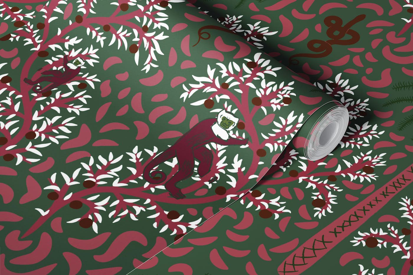 Paradise Snakes In Green wallpaper roll