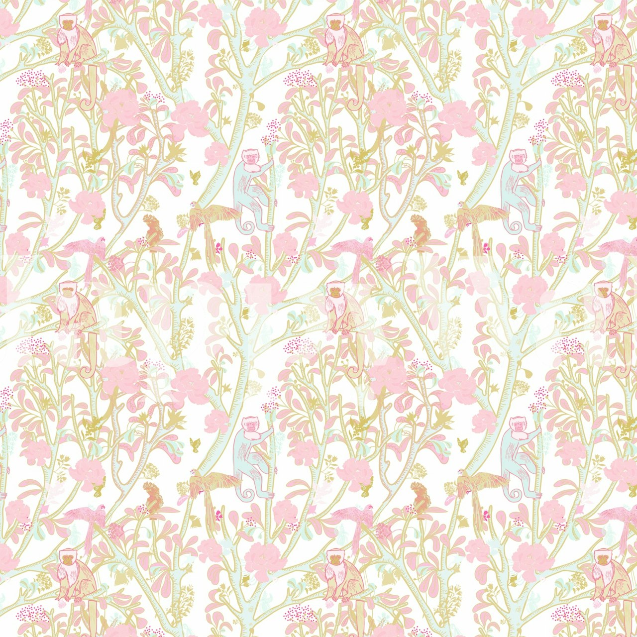 Capuchins in Pastel Pink ταπετσαρία σε δωμάτιο