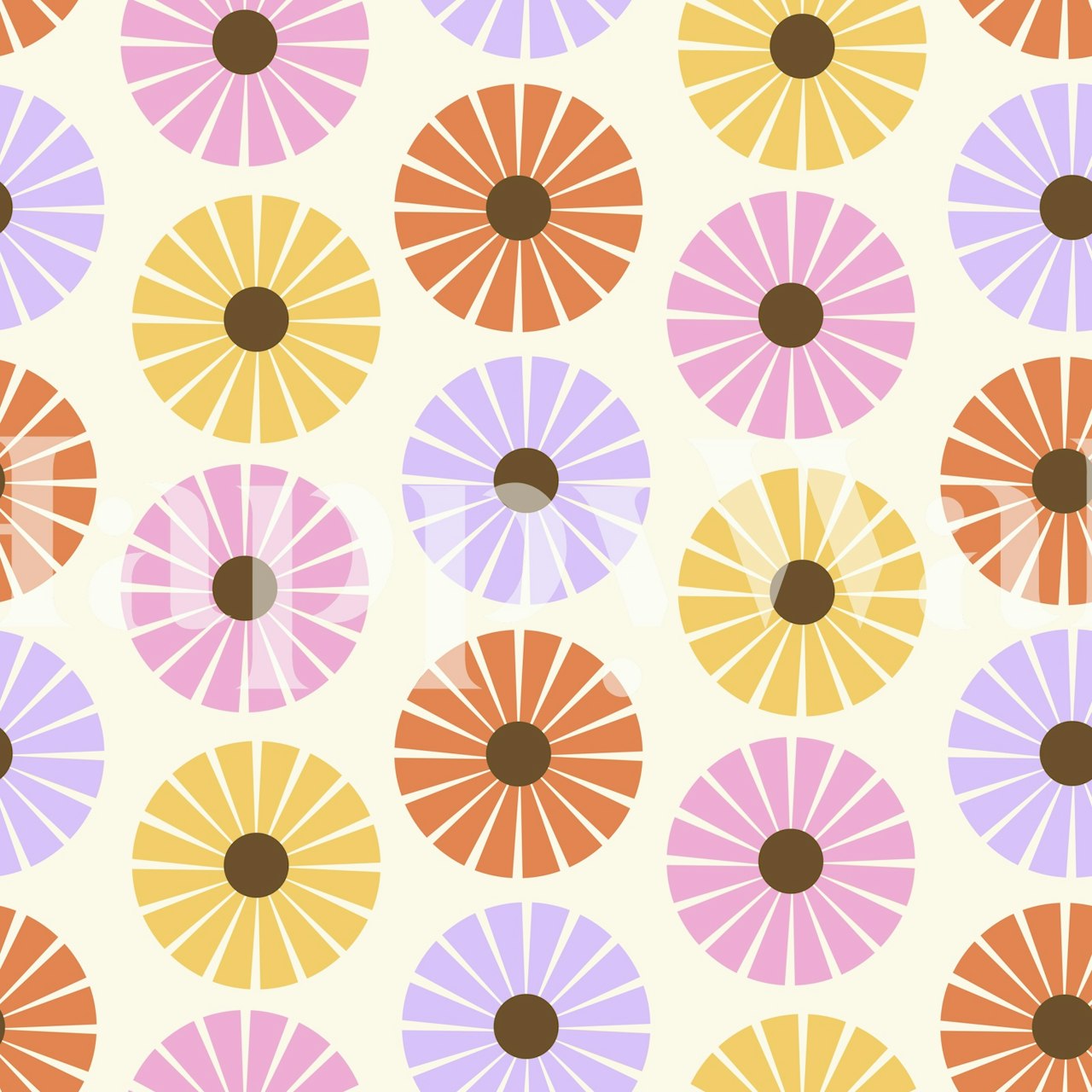 Papel de parede colorido com padrão Paper Flowers Pattern em um quarto