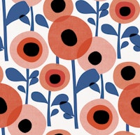 Mid Century Poppy Abstract - red and blue papiers peint