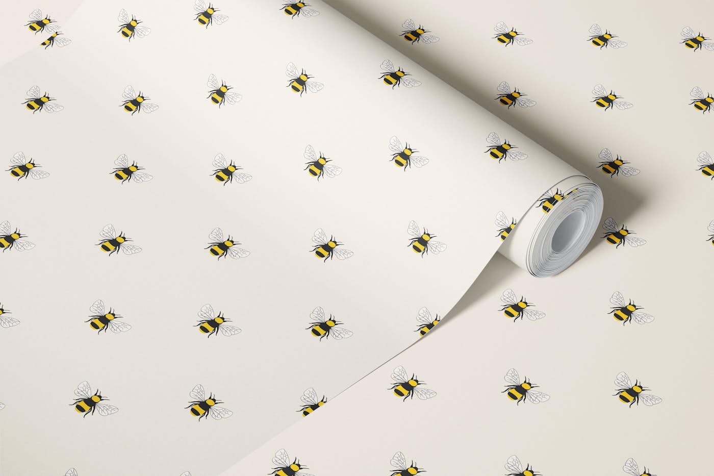 Little Bees on Beige Small Bee Pattern wallpaper roll