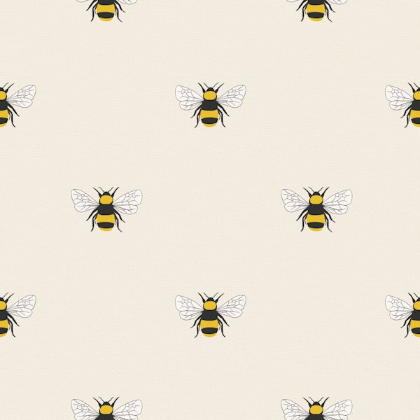 Little Bees on Beige Small Bee Pattern