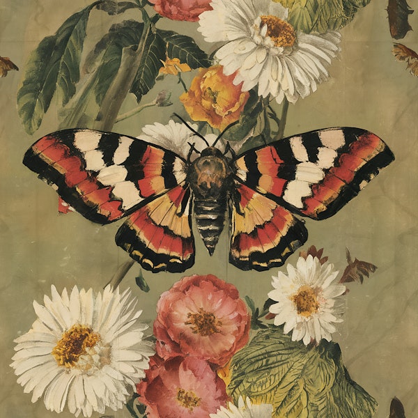 Rustic Butterfly and Flowers Garden Collage