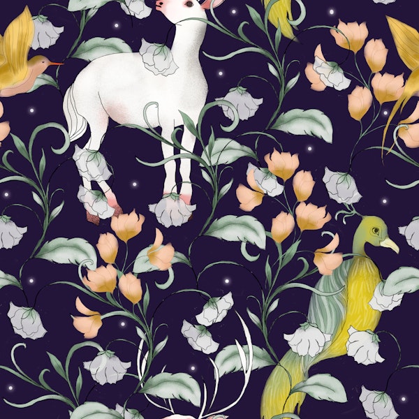 Magical winter forest animals