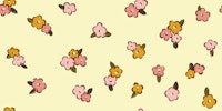 Butter yellow grandmillenial ditsy floral tapet