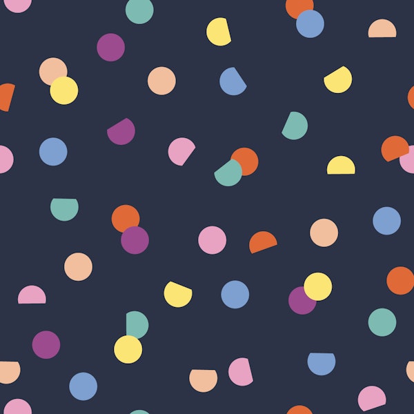 confetti spots bright multicolour on navy