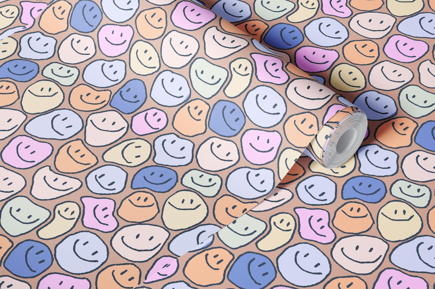 Dripped Smiley Multi wallpaper roll