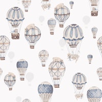 Vintage Balloon and Sheep - blue light wallpaper