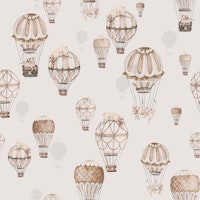 Vintage Balloon and Sheep - sepia carta da parati