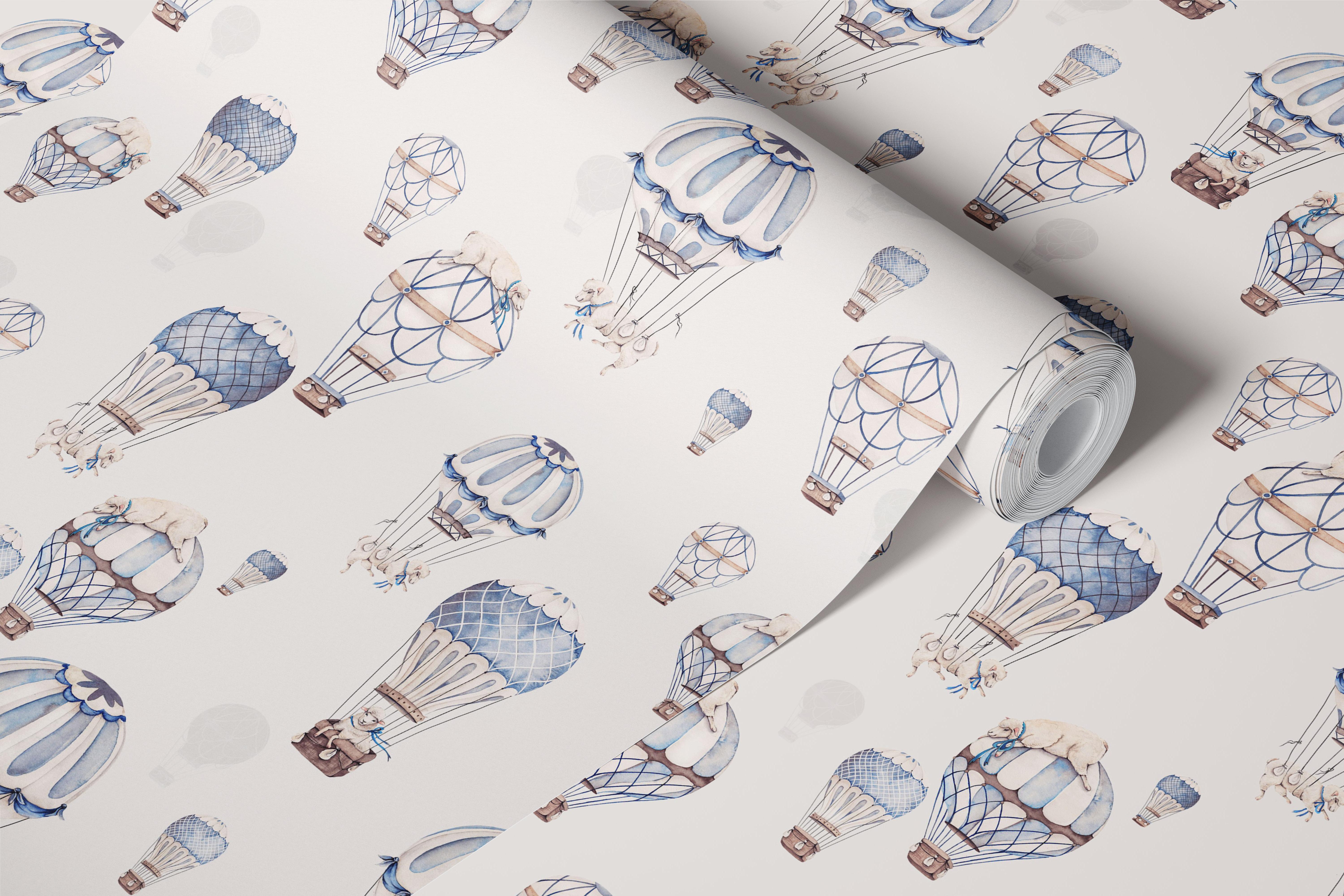 Vintage Balloon and Sheep tapet i ett rum