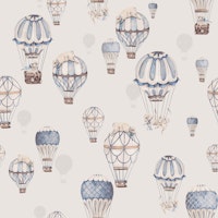Vintage Balloon and Sheep - blue wallpaper