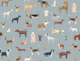 Delightful Doggy Big scale Textured blue