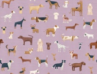 Charming Dogs Jumbo scale Texured lilac wallpaper
