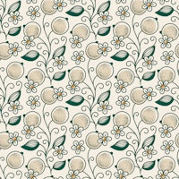 Cranberries and cherry blossoms drawing green tapete