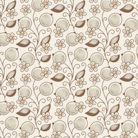 Cranberries and cherry blossoms drawing brown tapete