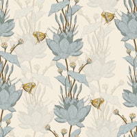 Butterfly and lotus flower carta da parati