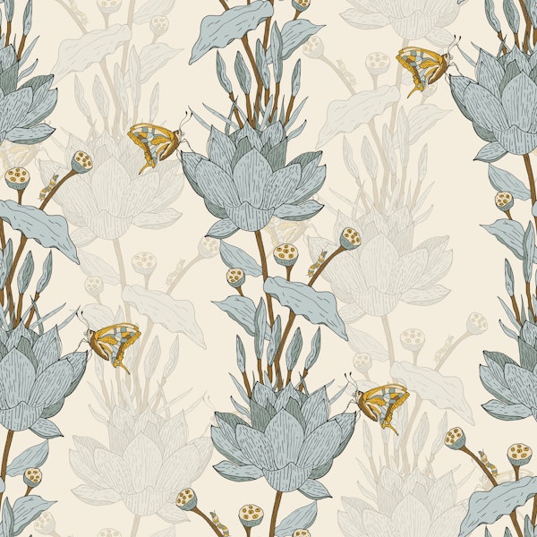 Butterfly and lotus flower