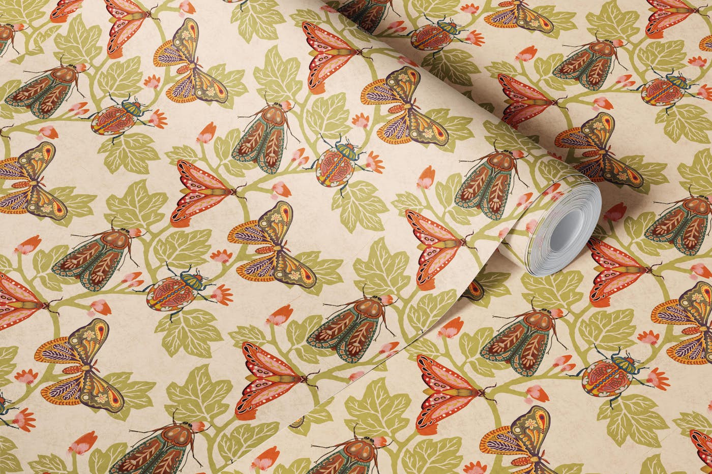 Leafy Insect Symphony wallpaper roll
