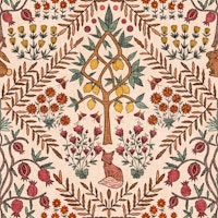 Fox and Lemon Tree - Crimson & Yellow - S papiers peint