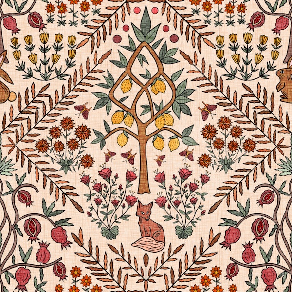 Fox and Lemon Tree - Crimson & Yellow - S