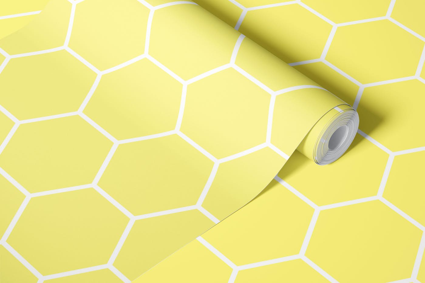 Hexagon Mosaic Tile - Pastel Butter Yellow wallpaper roll