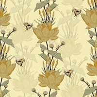 Warm tones butterflies and lotus flower carta da parati