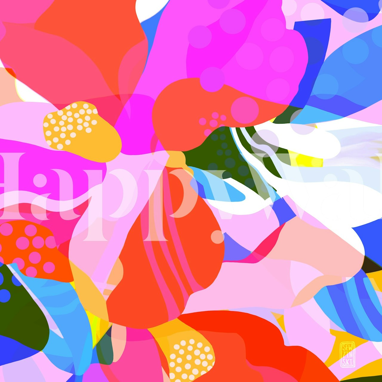 Abstract Florals I tapet i et rom