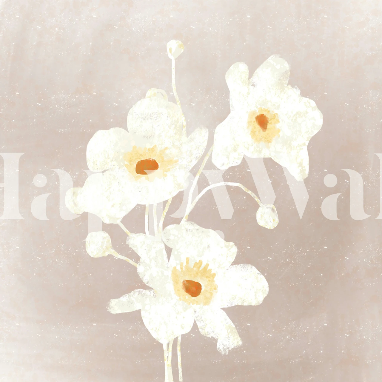 Floral wallpaper design with white flowers