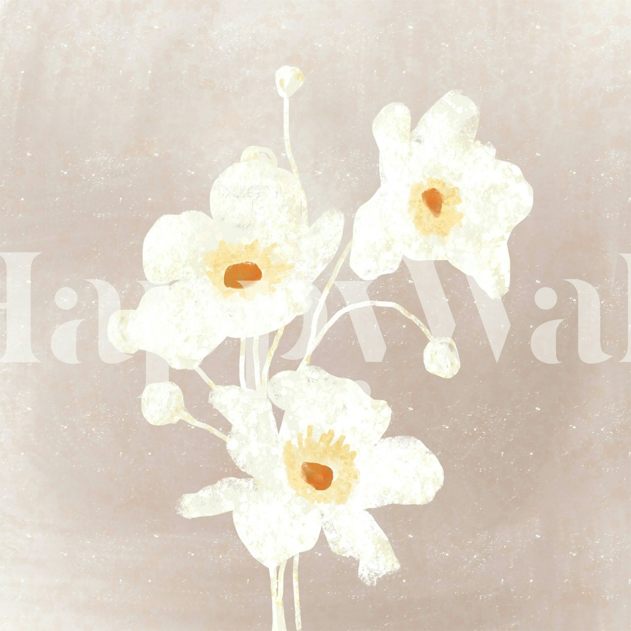 Floral wallpaper design with white flowers