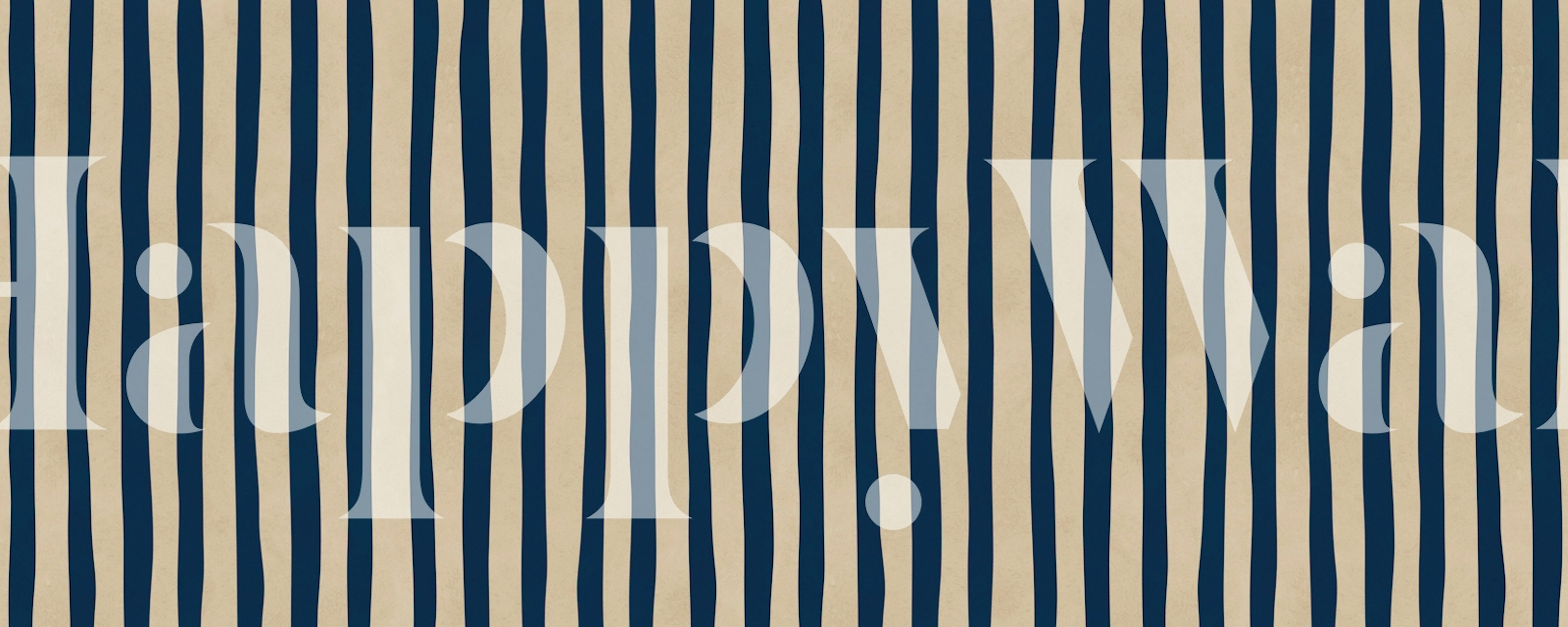 Navy and beige vertical striped wallpaper