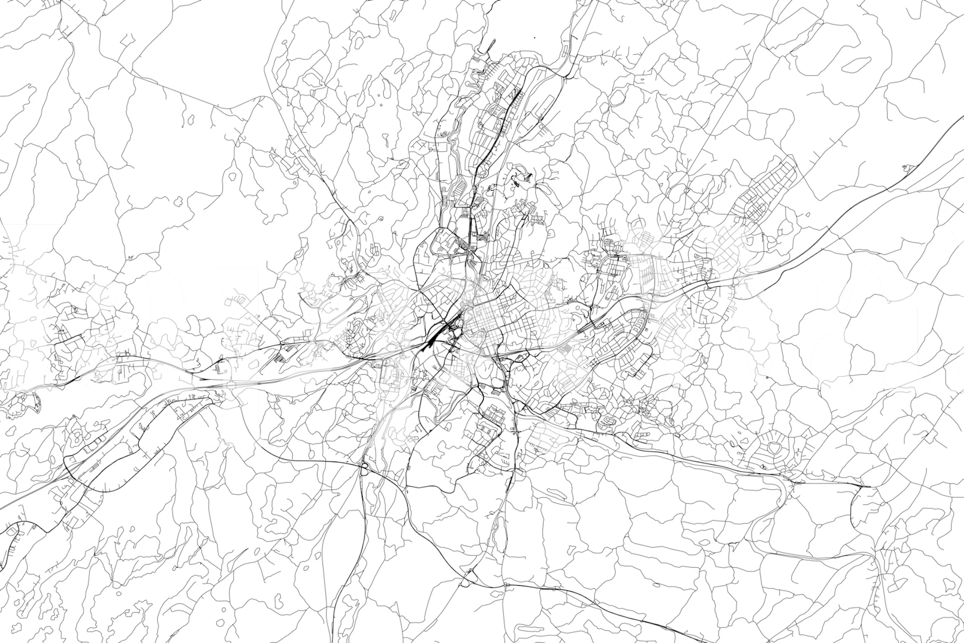 black and white city map wallpaper with intricate details