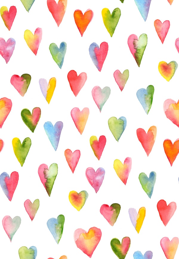 Watercolor love hearts