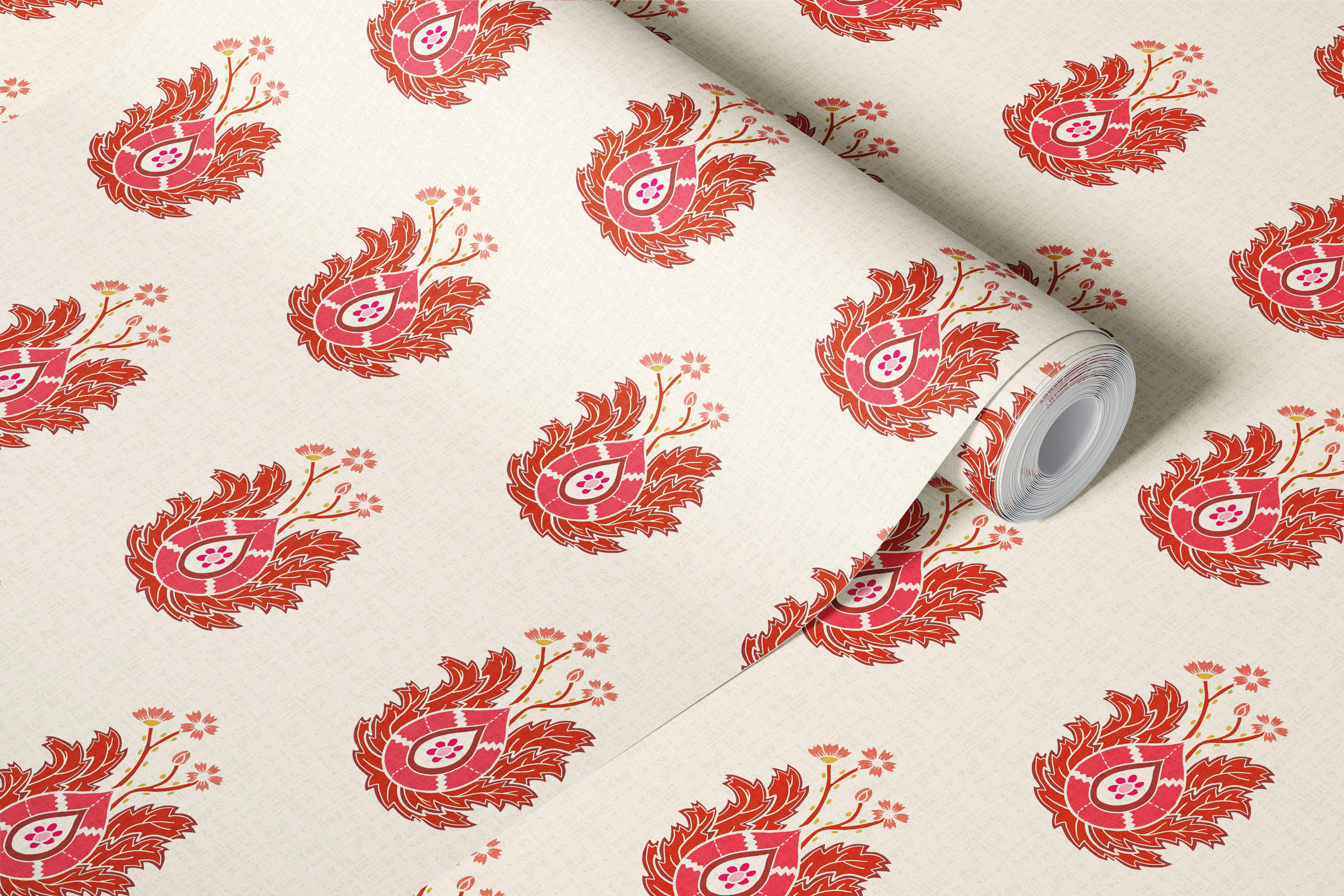 Elegant flower paisley wallpaper in a room