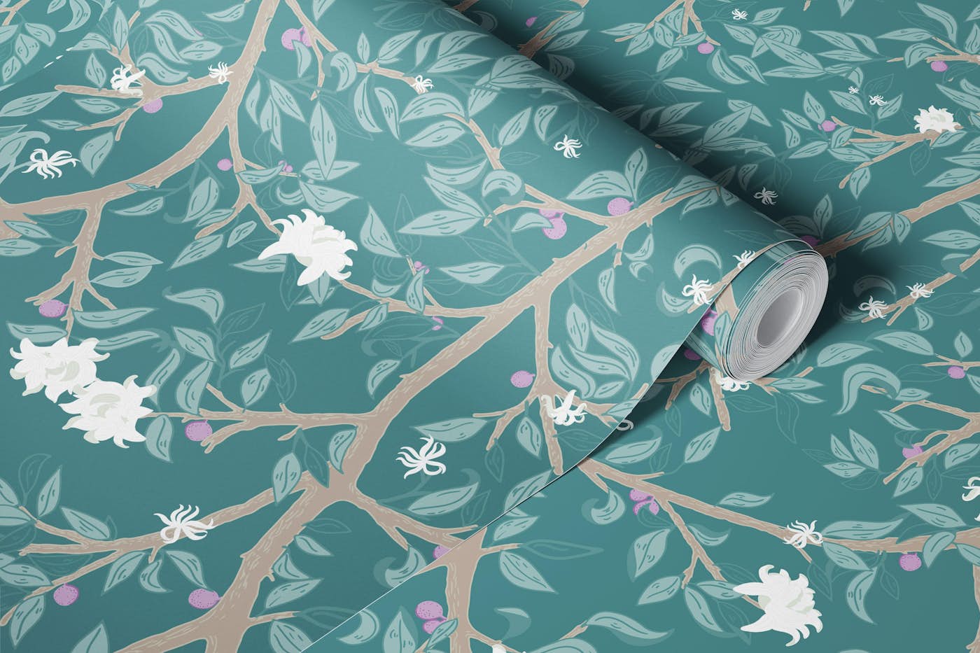 Bee Eaters In Dark Teal wallpaper roll