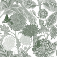 Sunflowers and Dahlias Pattern wallpaper