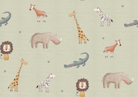 Safari Animal Fun in green wallpaper