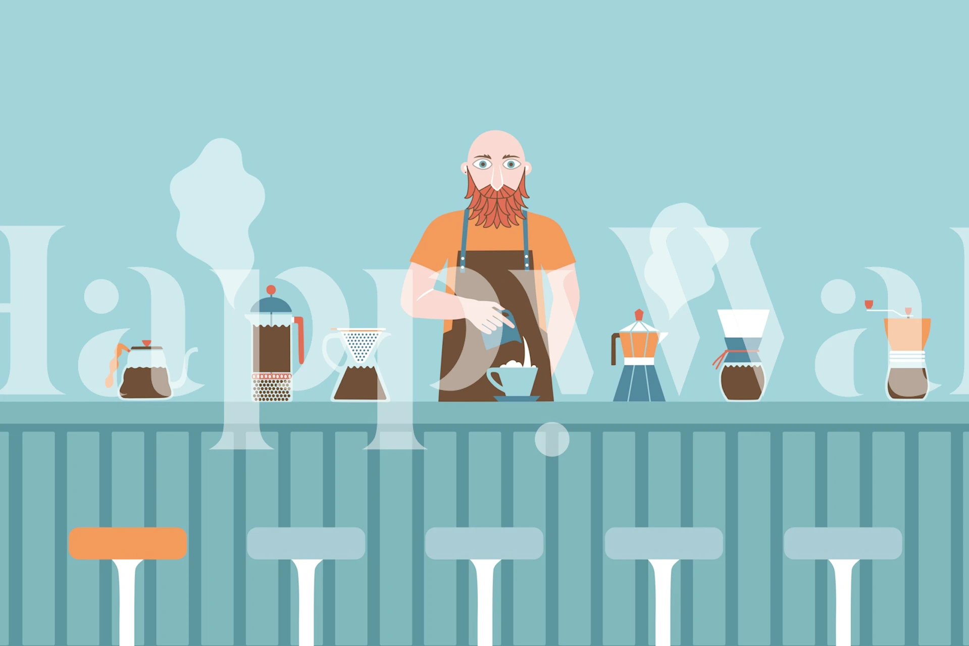 Kaffebarista mural for kjøkkeninnredning