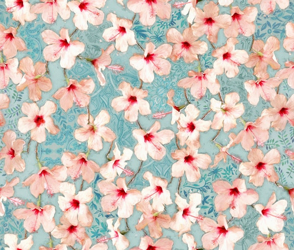 Shabby Chic Painted Hibiscus Floral