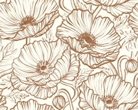 Poppy Floral in Brown and Cream Small tapet