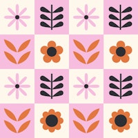 Retro Floral Grids Pattern tapetit