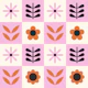 Retro Floral Grids Mural