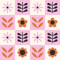 Retro Floral Grids Mural wallpaper